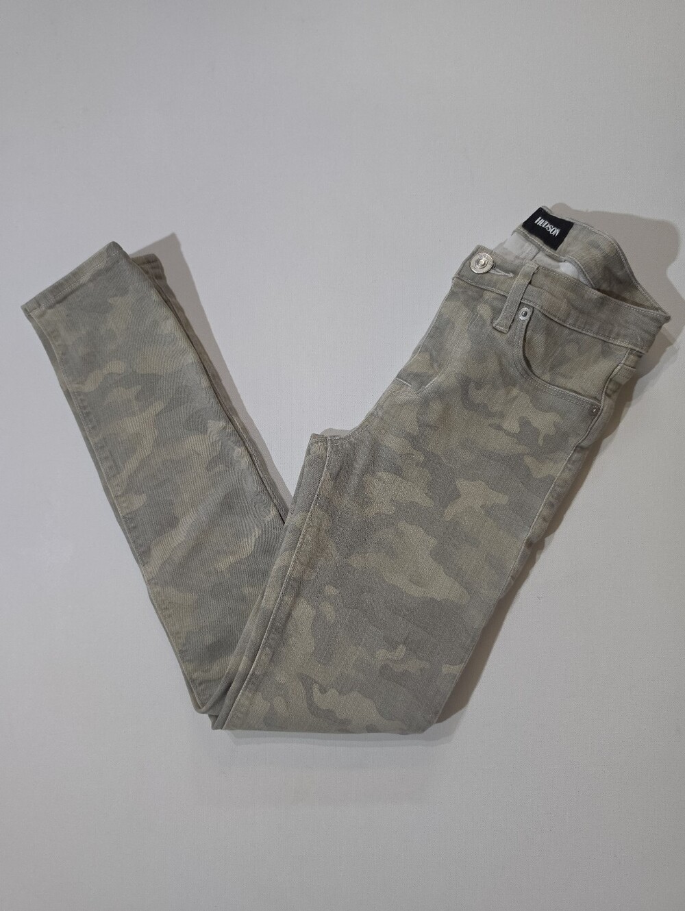 Hudson Nico Skinny Camo Jeans‎ Womens 26 Beige White Mid Rise Y2K Retro Style